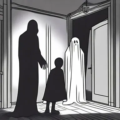 The ghostly figure counseled the protagonist to leave the haunted house immediately.