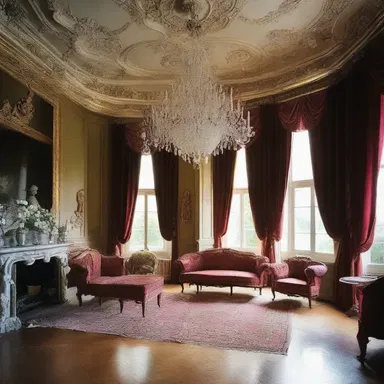 The profligate manor house featured extravagant chandeliers and opulent furnishings.