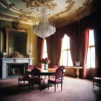 The profligate manor house featured extravagant chandeliers and opulent furnishings.