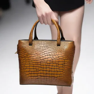 The saurian-inspired handbag collection featured intricate lizard skin patterns.