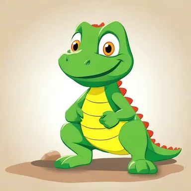 In the animated series, the saurian character is depicted as a mischievous but friendly lizard.