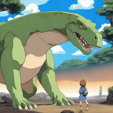 The main protagonist in the anime possesses the ability to communicate with saurians and uses them as allies in battles.