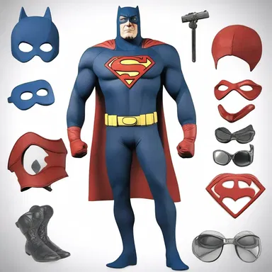 Superhero's kit always includes a suit, mask, and special gadgets to fight crime.