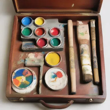 The painter's kit contained brushes, palettes, and a range of different paints.