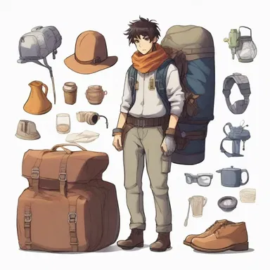 In the novel, the protagonist was kitted out with all the necessary equipment for his journey.