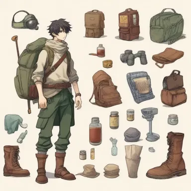 In the novel, the protagonist was kitted out with all the necessary equipment for his journey.