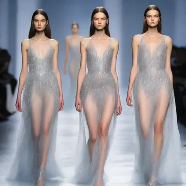 The designer showcased a stunning winter collection, with models walking down the runway wearing ethereal dresses covered in crystals to mimic the glistening effect of a pogonip.