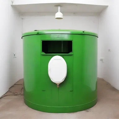 The artist used a septic tank as the main subject of their thought-provoking installation piece.