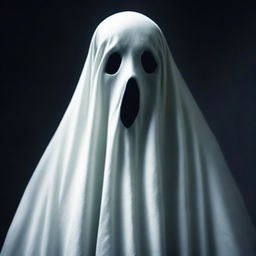 A convincing and chilling representation of a ghost, depicted with a visage that exudes fear and dread.