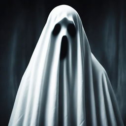 A convincing and chilling representation of a ghost, depicted with a visage that exudes fear and dread.