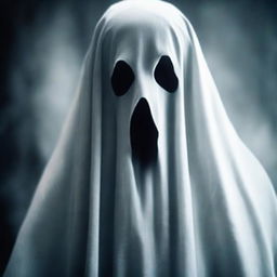 A convincing and chilling representation of a ghost, depicted with a visage that exudes fear and dread.