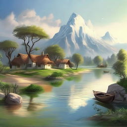 Render an imaginative landscape, drawing on elements of serenity and natural beauty to craft a unique and breathtaking scene.