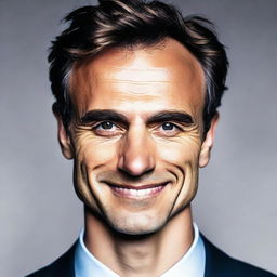 The face of ego personified: intense eyes shining with self-importance, a smug smile, high cheekbones, and a broader forehead, reflecting intelligence and ambition.