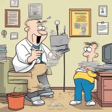 The cartoon portrayed a funny and lighthearted scenario where an unreliable invention caused chaos in the main character's life.