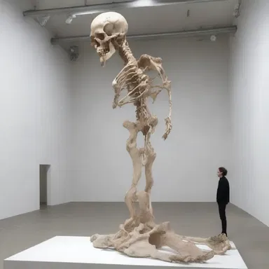 The artist created a sculpture depicting an exaggerated osteophyte growing on a human figure.
