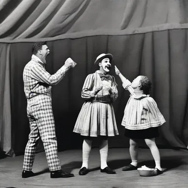 The clown threw a custard pie in the face of his partner, making everyone in the circus laugh.
