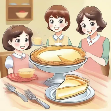 In the novel, the protagonist baked a custard pie for her family to enjoy during the heartwarming family gathering.