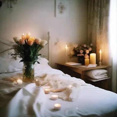 She always made sure her bedroom was ruly, with fresh flowers and candles creating a romantic atmosphere.