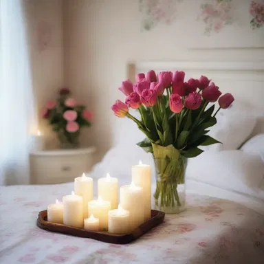 She always made sure her bedroom was ruly, with fresh flowers and candles creating a romantic atmosphere.