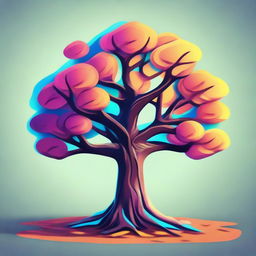 A stylized, artistic representation of a tree for use in a video game, with vibrant colors and sharp, striking features.