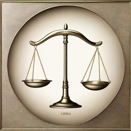 A high-resolution digital art piece showcasing the scales of Libra
