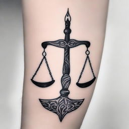 A highest quality image of a tattoo design featuring the scales of Libra