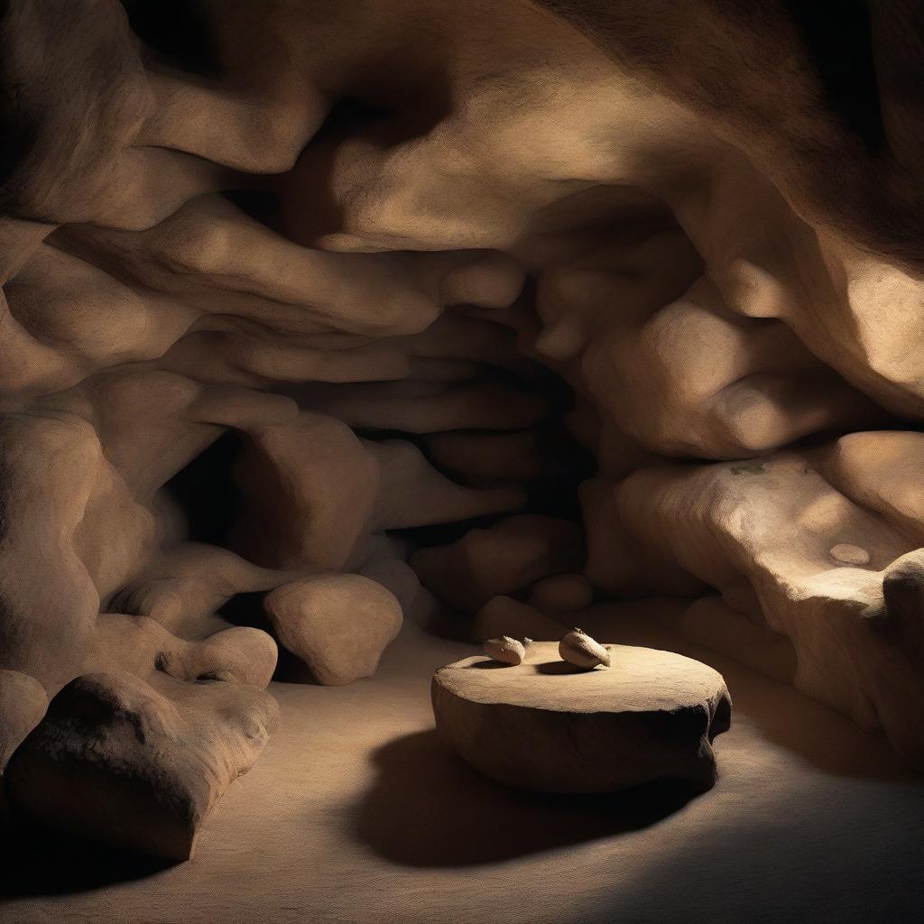 Further adjust the 3D image of the small cave to amplify its realism. Render details with precision, focusing on the texture of the cave walls, the dim natural lighting, and any other elements that improve the sense of authenticity.