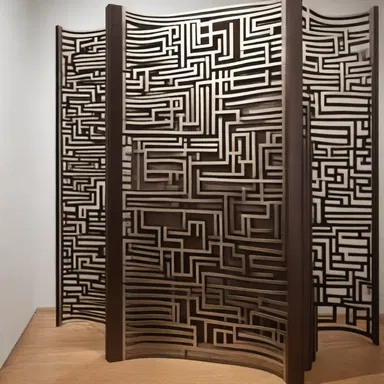 The artist used strips of metal to create a stunning sculpture featuring intricate fretwork patterns.