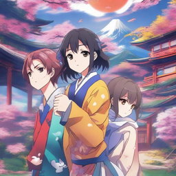 A high-quality digital art piece showcasing a scene from an anime