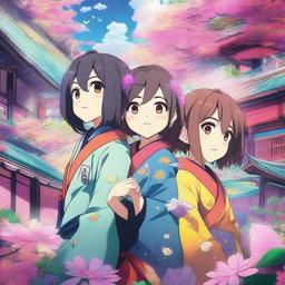 A high-quality digital art piece showcasing a scene from an anime