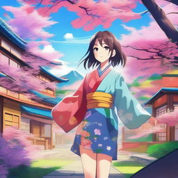 A high-quality digital art piece showcasing a scene from an anime