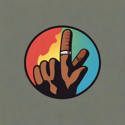 A high-quality digital art logo featuring a silhouette hand holding a whimsically detailed, burning cigar with ash