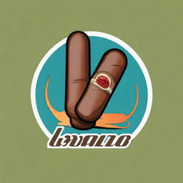 A high-quality, digital art logo featuring a whimsically detailed, burning cigar with ash