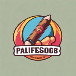A high-quality, digital art logo featuring a whimsically detailed, burning cigar with ash