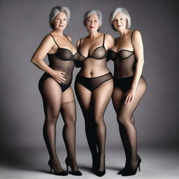 This ultra-realistic, high-definition digital art image showcases three women in their 50s