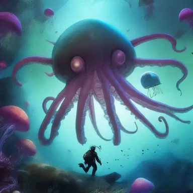 In the distant future, humans have colonized distant planets and encountered giant mutant squids that rule the underwater realms.