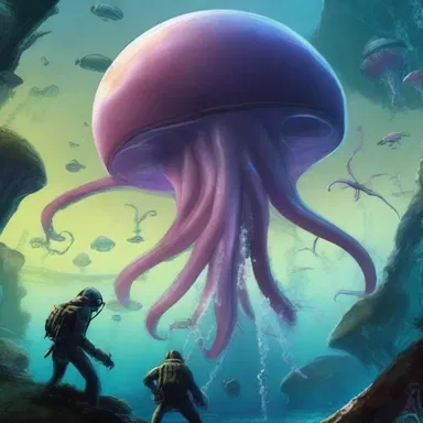 In the distant future, humans have colonized distant planets and encountered giant mutant squids that rule the underwater realms.