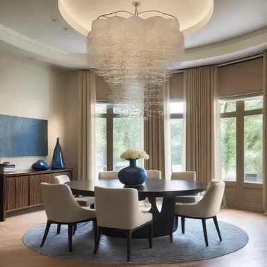 The architect designed a stunning chandelier for the luxurious dining room, inspired by the graceful movement of a swimming squid.
