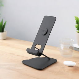 A portable and collapsible mobile phone stand, adjustable in height, perfect for scanning documents.