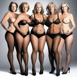 An ultra-realistic, high-definition digital art image showcases three women in their 50s in a heated moment