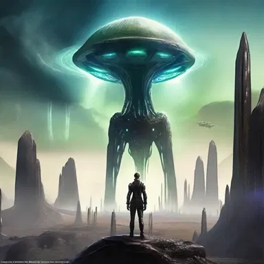 In the science fiction novel, the protagonist shows reverence towards the advanced alien civilization.