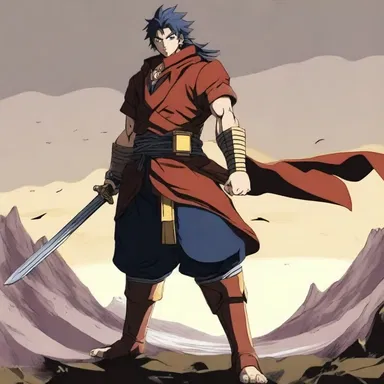 The anime series showcases a character who reveres a legendary warrior for his strength and bravery.