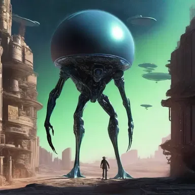 In the science fiction novel, the protagonist reverences the advanced alien civilization.