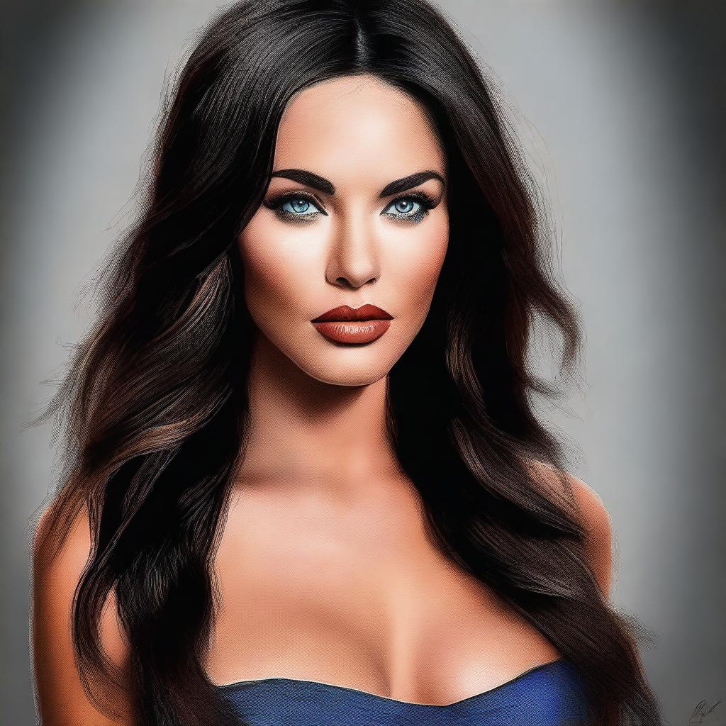 An exquisite digital art portrait of Megan Fox