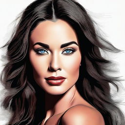 An exquisite digital art portrait of Megan Fox