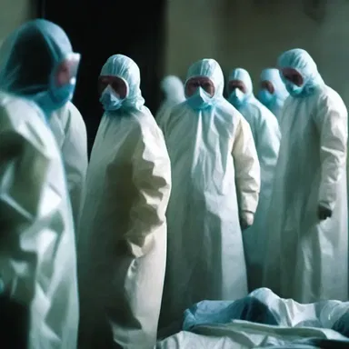 The movie depicted a chilling scene where a pathogenic virus spread rapidly, causing a deadly outbreak among the population.