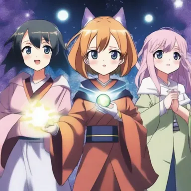 The characters in the anime series performed a chanted spell to invoke their magical powers.