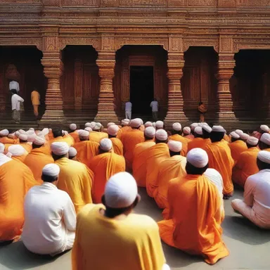 The devout worshippers gathered at the temple, where they chanted hymns in praise of their deity.