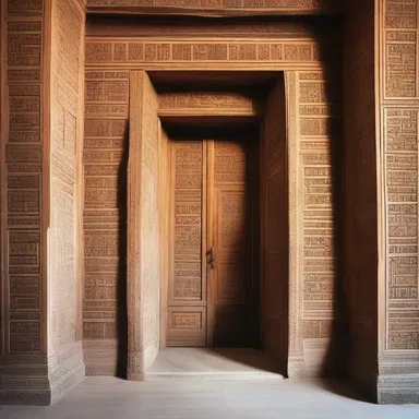 The sacred temple featured intricately carved doorways and chanted inscriptions that added a sense of spiritual ambiance to the space.