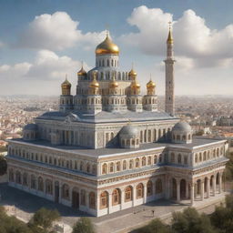 Imaginative rendering of the Orthodox Empire as if it still exists, showcasing a blend of ancient Orthodox architectural styles with modern structures.